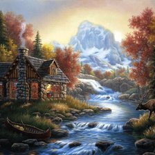 Схема вышивки «домик у холма»