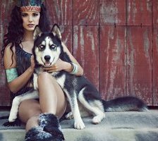 Схема вышивки «Девушка и хаски»
