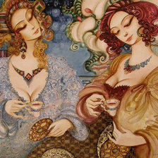 Схема вышивки «дамы с кофе»