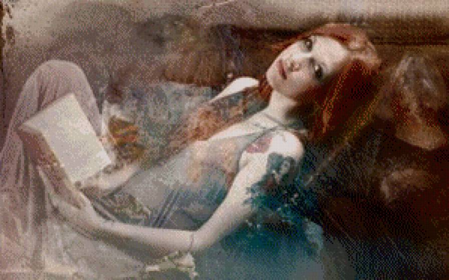 Девушка с книгой - девушка, женщина, красота, взгляд - предпросмотр