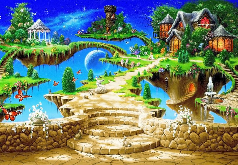 воздушный замок - пейзаж, фэнтази, замок - оригинал