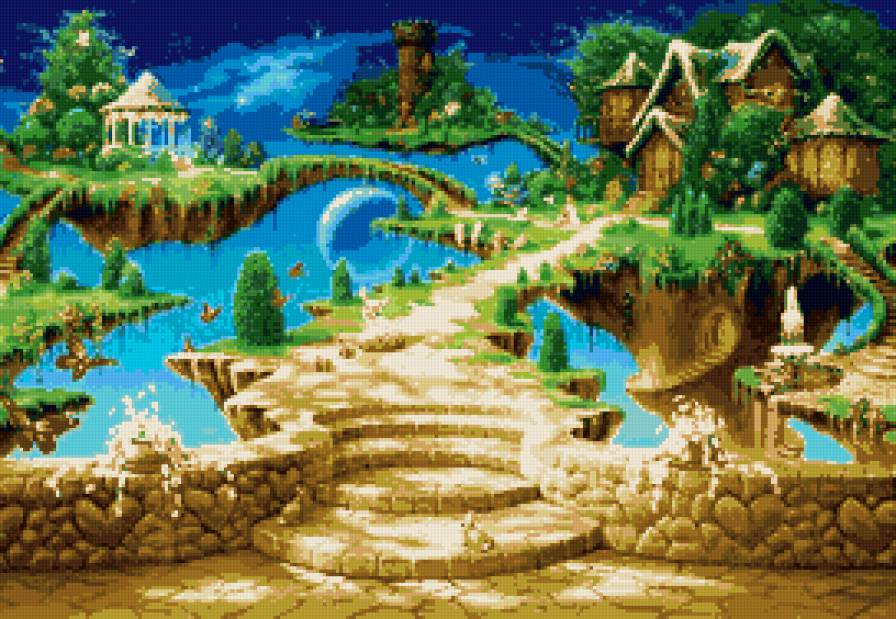 воздушный замок - замок, фэнтази, пейзаж - предпросмотр