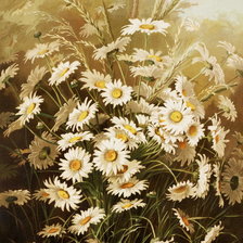 Схема вышивки «ромашки в коричневых тонах»