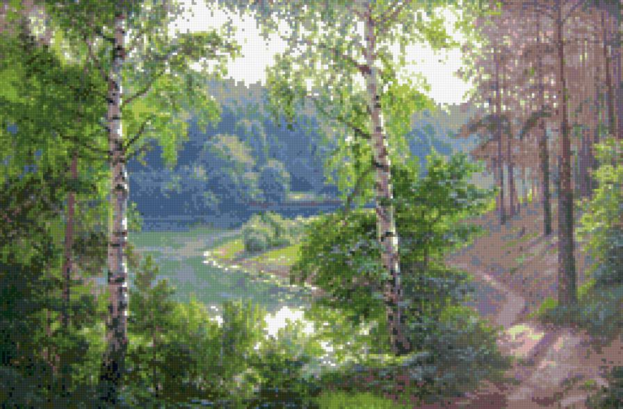 лесная речка - речка, лето, лес, пейзаж - предпросмотр