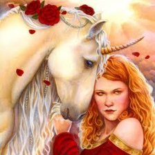 Схема вышивки «Девушка с единорогом»