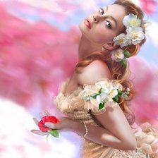 Схема вышивки «девушка с цветами»