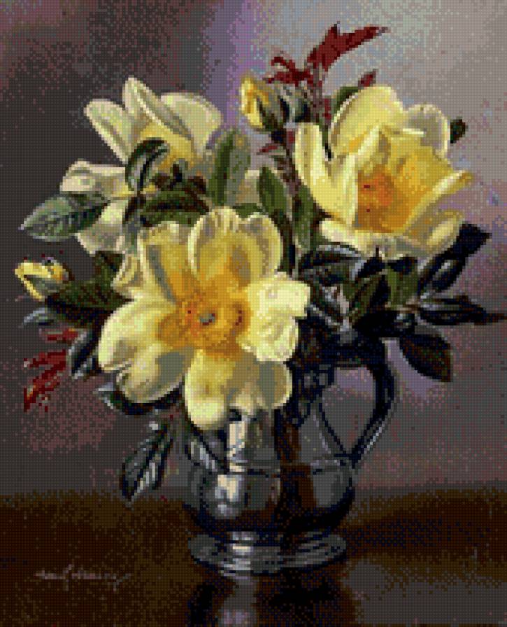 Желтые цветы - цветы, живопись, букет - предпросмотр