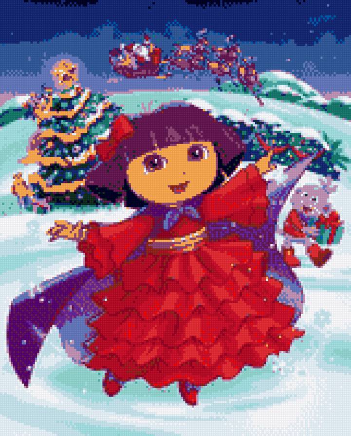 Даша-путешественница новогодняя - dora, даша-путешественница, мультик, персонаж - предпросмотр