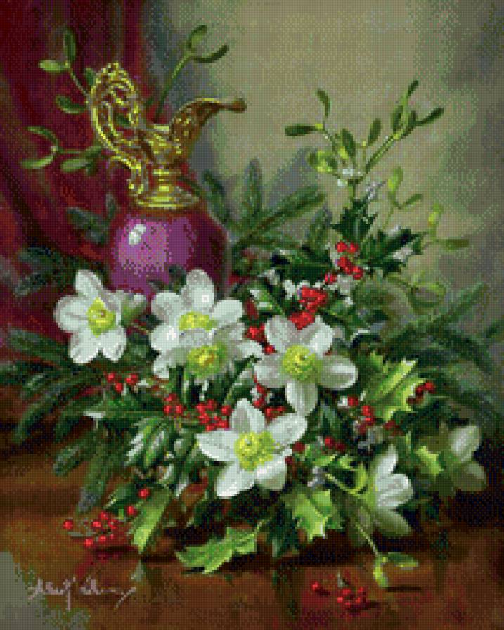 Цветы - цветы, живопись, ваза, букет - предпросмотр
