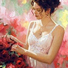 Схема вышивки «девушка с цветами»