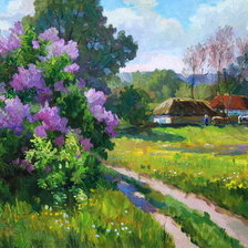 Схема вышивки «весна в деревне»