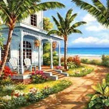 Схема вышивки «домик у моря»