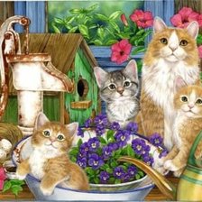 Схема вышивки «котики»