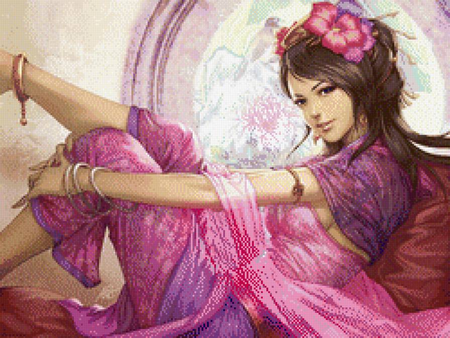 Девушка в розовом платье - девушки, девушки фэнтези - предпросмотр