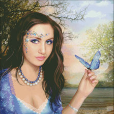 Схема вышивки «девушка с бабочкой»