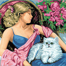 Схема вышивки «женщина с котом»