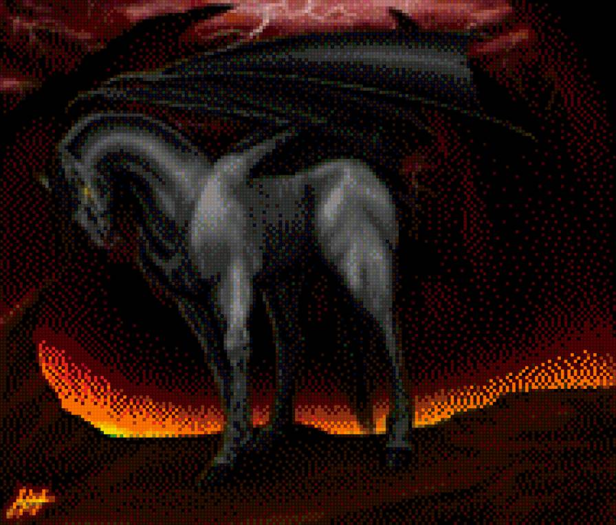 Чёрный пегас. - пегас, черный, ад, фантастика - предпросмотр