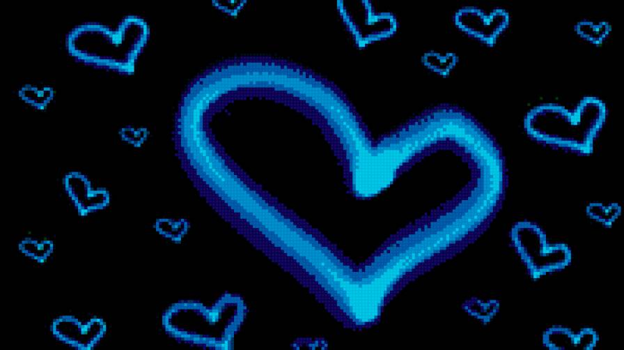 Синие сердечки - синие, сердечки. - предпросмотр