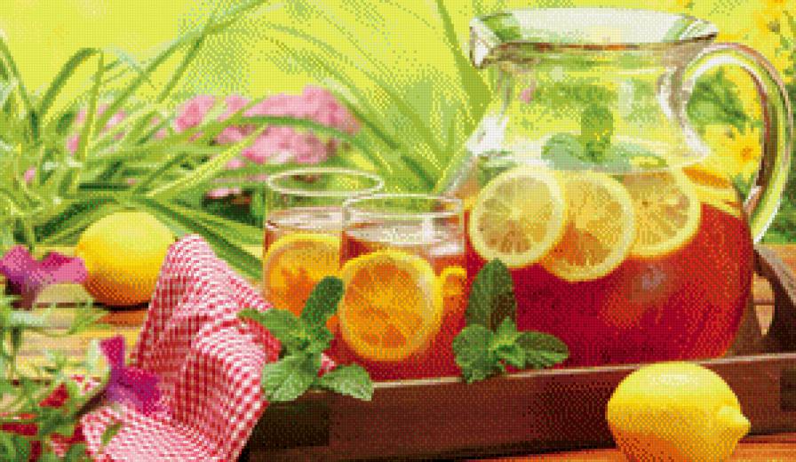 натюрморт - чай, натюрморт, лето, лимоны - предпросмотр