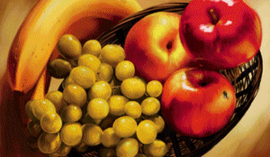 фрукты - яблоки, банан, виноград, фрукты - предпросмотр