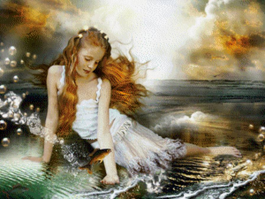 Девочка на берегу - ребенок, море, берег - предпросмотр