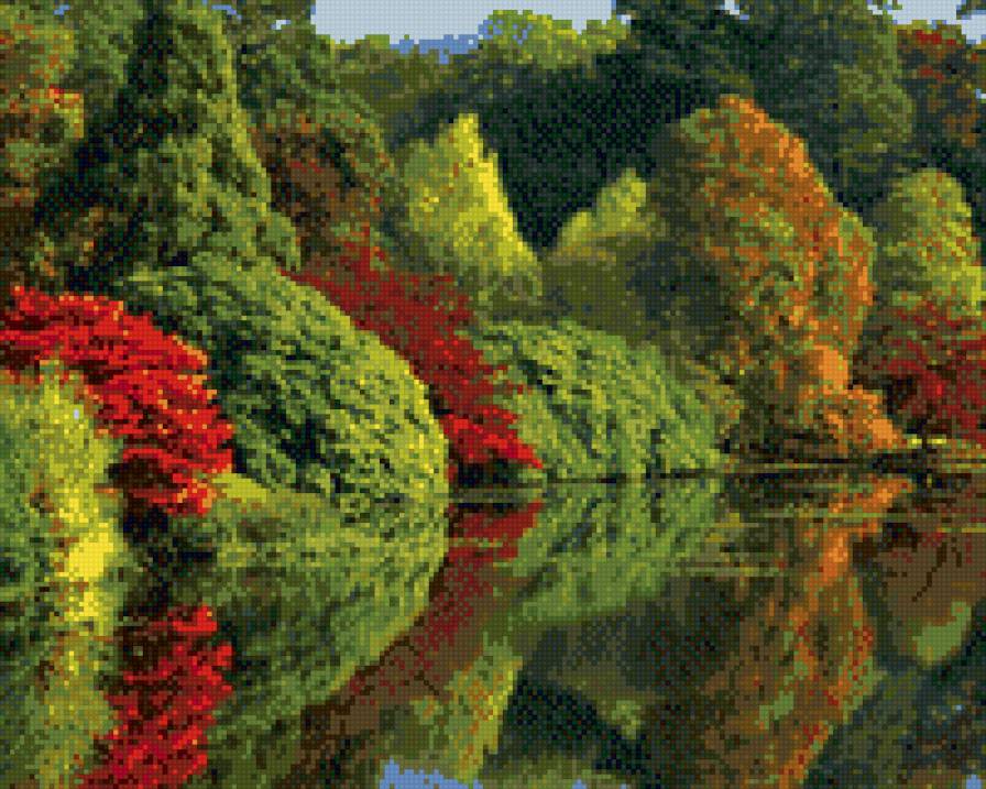 осень - речка, осень, яркие краски - предпросмотр