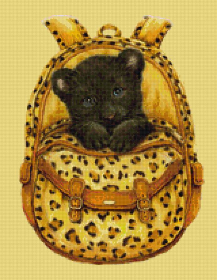 В рюкзаке - детское, идея для подушки, пума, кошка - предпросмотр