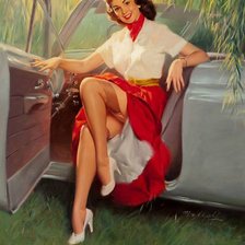 Схема вышивки «Девушка за рулем»