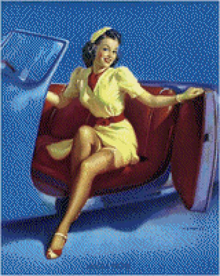 Девушка за рулем2 - девушка. за рулем, ретро - предпросмотр