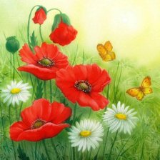 Схема вышивки «Бабочки в маках»