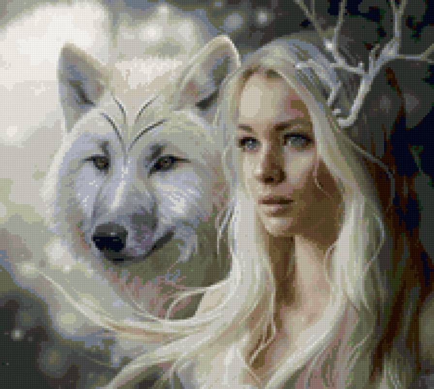 Волчица - волк, девушка - предпросмотр