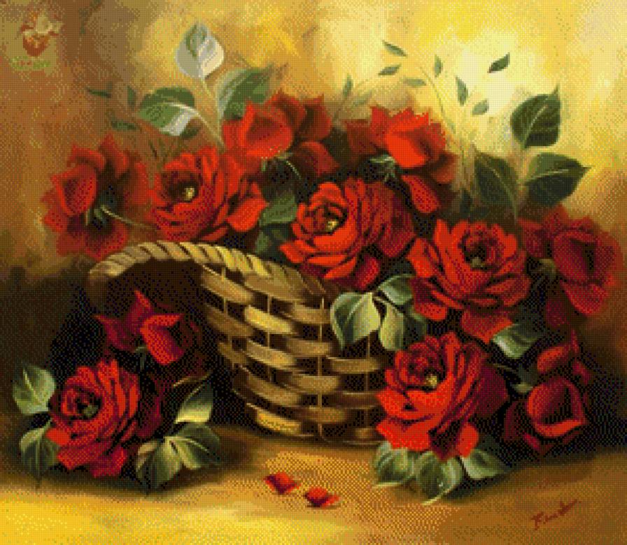 серия "розы" - цветы.розы.корзина - предпросмотр