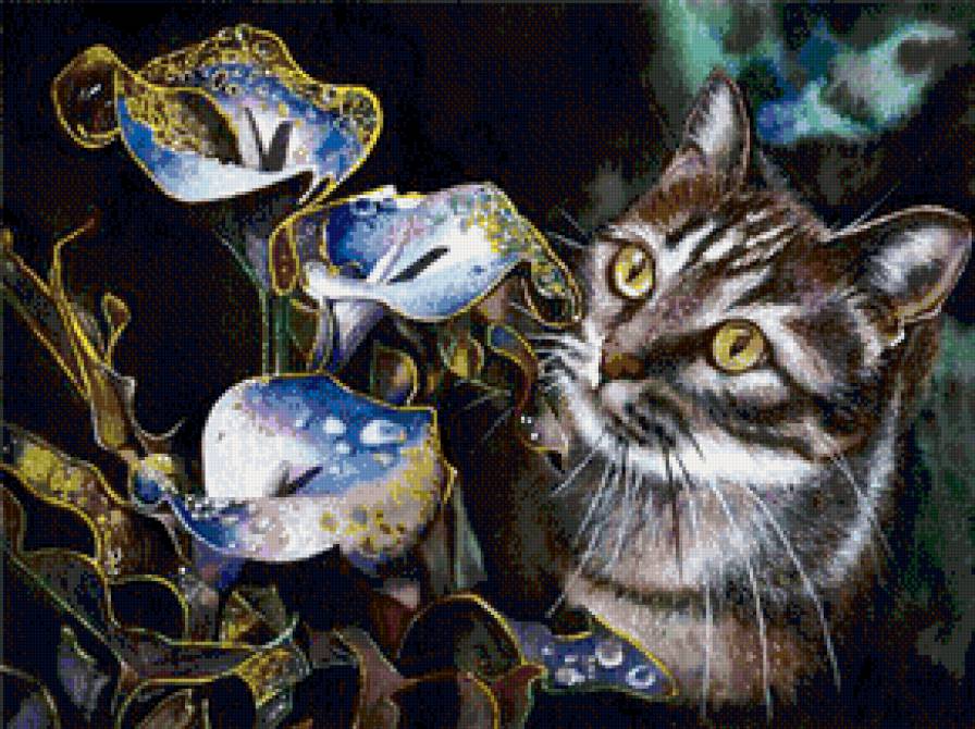 кошка - цветы, животные, кот, кошка - предпросмотр