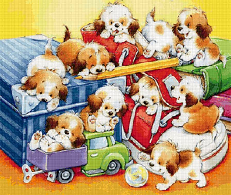 Веселая компания - кошки, собаки, животные - предпросмотр