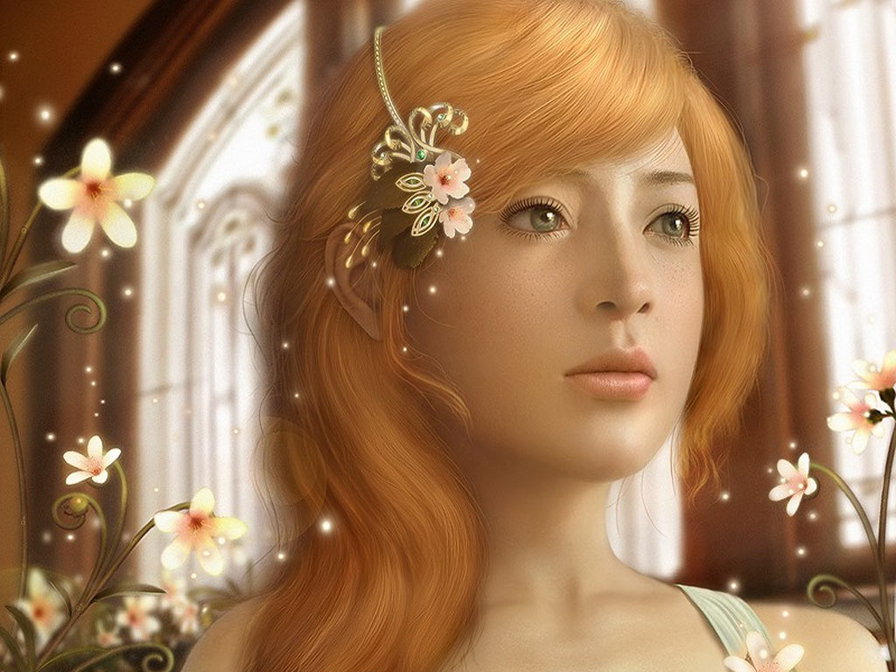 Девушка с рыжими волосами - взгляд, девушка, женщина, красота - оригинал