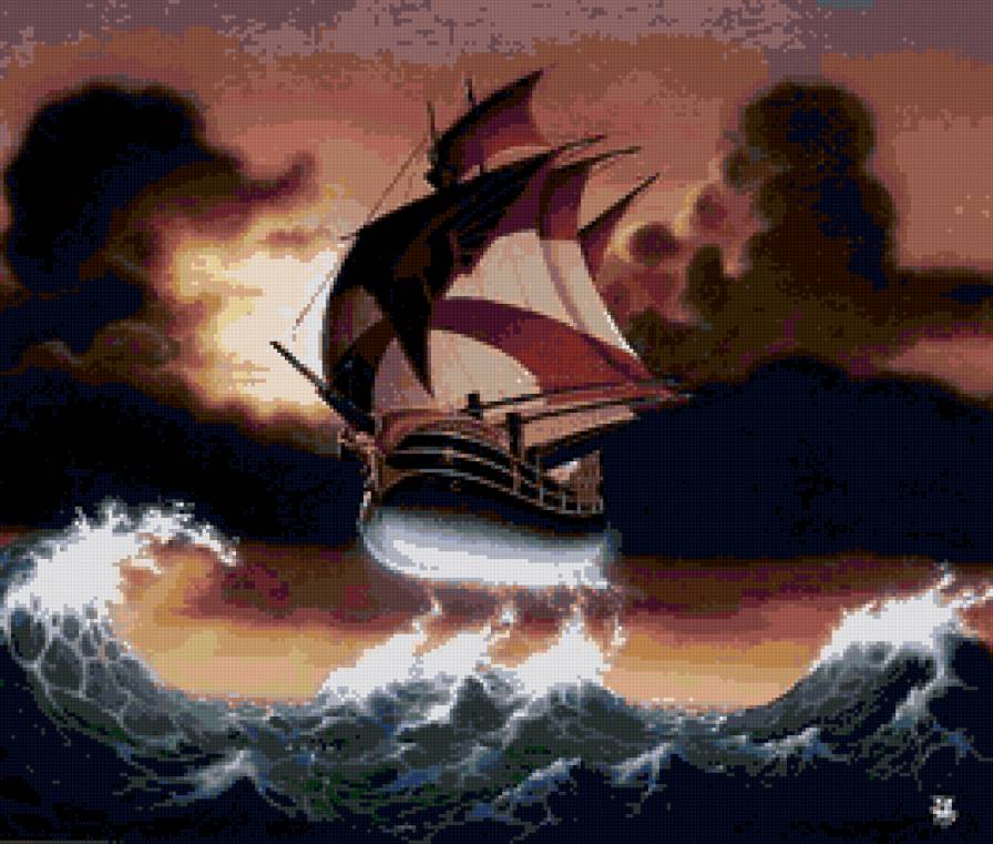 Летучий корабль - море, корабль - предпросмотр