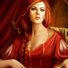 Схема вышивки «Девушка в красном»