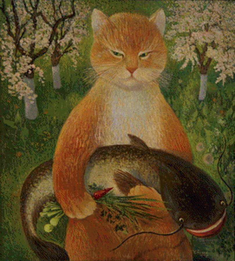 рыболов - кот, животные, рыбалка - предпросмотр