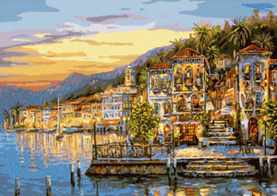 Город у моря - море, дома, город - предпросмотр