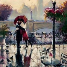 Схема вышивки «влюбленные под зонтом»