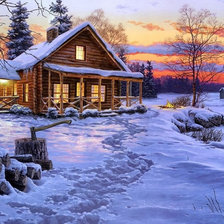 Схема вышивки «вечер зимой»