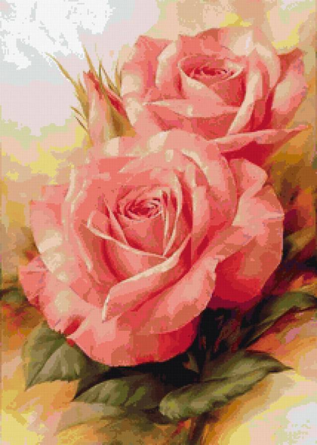розовое панно - роза, цветы - предпросмотр