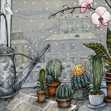 Схема вышивки «натюрморт с кактусами»
