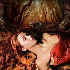 Схема вышивки «Спящая девушка в лесу.»