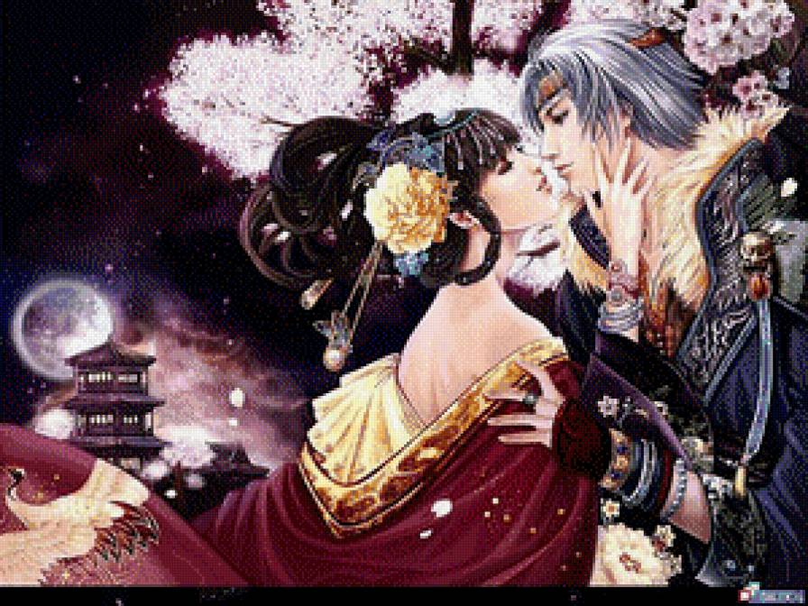 Поцелуй - азия, фэнтези, поцелуй, влюбленные - предпросмотр