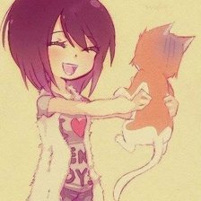 Схема вышивки «девушка и котейка»