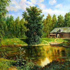 Схема вышивки «Дом у реки»