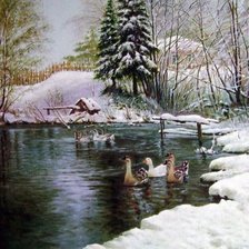 Схема вышивки «река зимой»