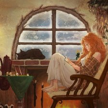 Схема вышивки «Девушка у окна»