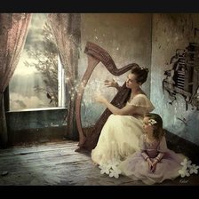 Схема вышивки «Арфистка»